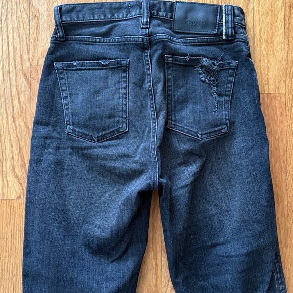 Moussy sz 24 Black Straight Leg Jeans with detailed flattering slit Frayed Hem - Picture 6 of 8